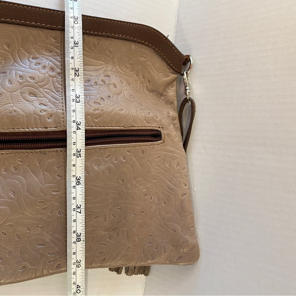 LEATHER Crossbody bag adjustable multi use zippered pockets adjustable strap - Picture 15 of 16